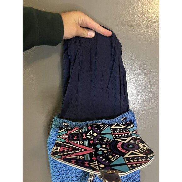 Handmade Crochet Backpack Womens Boho Knit Aztec Tribal Bag Unique Festival - Picture 10 of 11